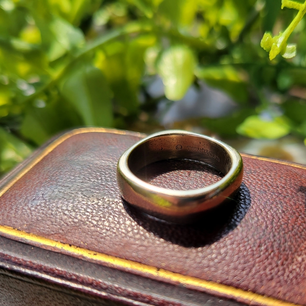 Tiffany & Co. 925 Sterling Silver Square Ring - Comfort Band - Needs Rhodium